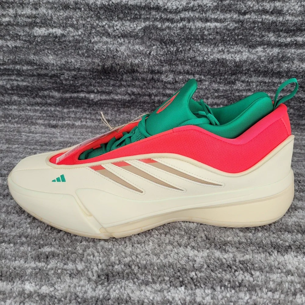Adidas Dame 9 Basketball Shoes‎ Cream Lucid Red Green JH6627 Mens Size 13 NEW